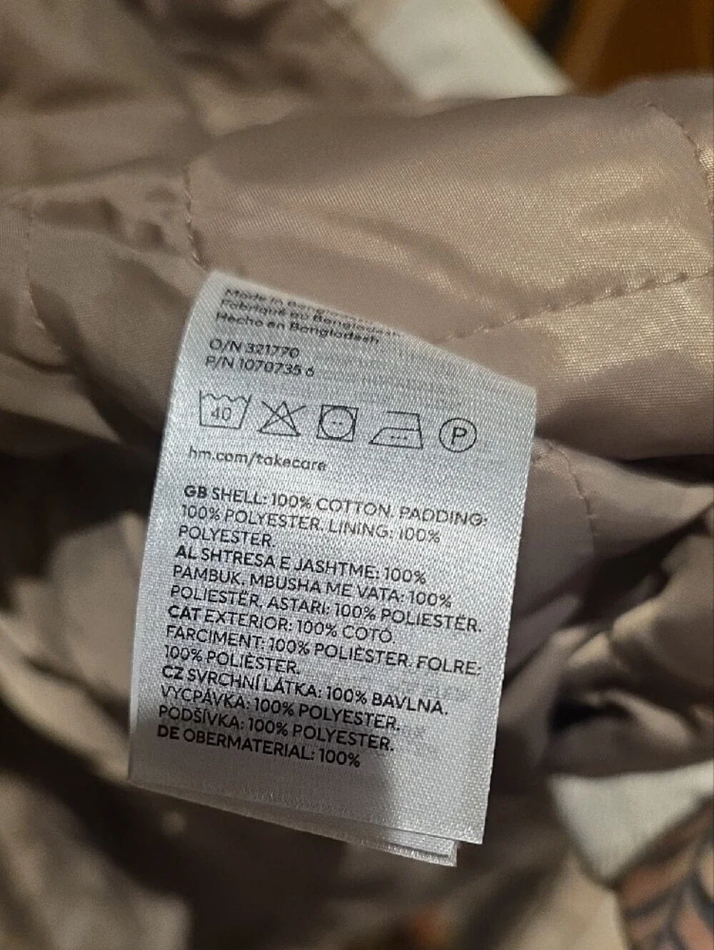 H&M Cream & Tan Plaid Quilted Shacket